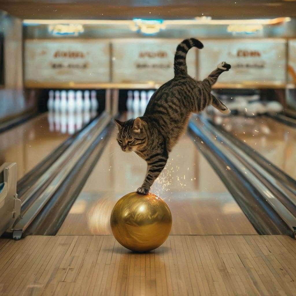 ゴールデンボーリングする猫