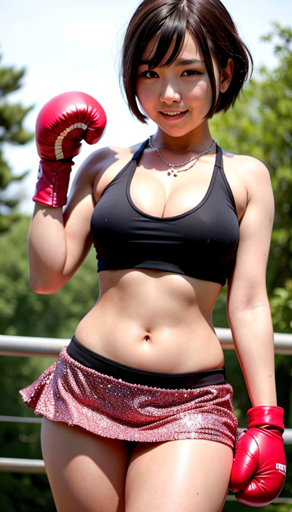 ボクシング　黒ピンク1186-1190