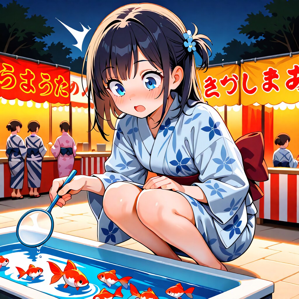 夏祭り金魚すくい | の人気AIイラスト・グラビア
