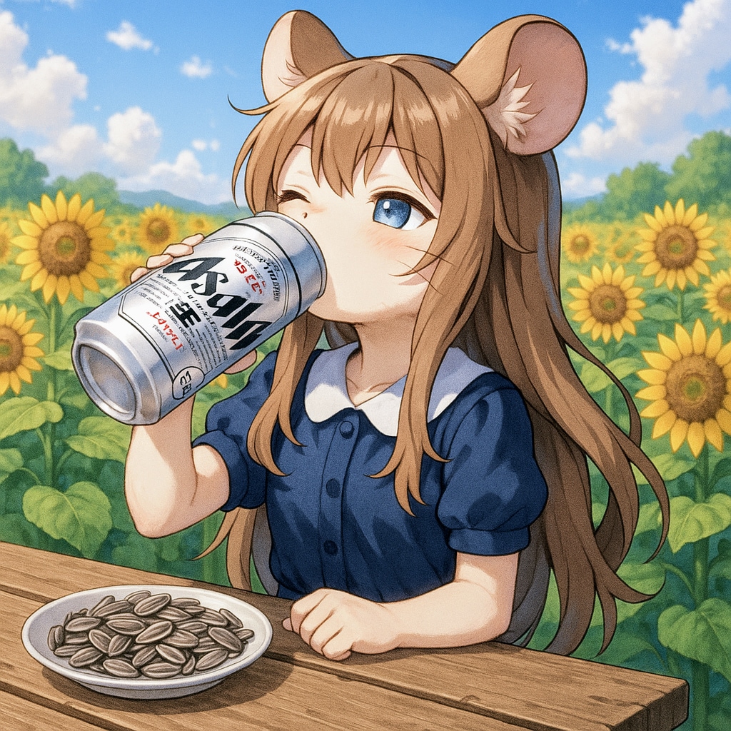 ひまわり畑のハムスター少女