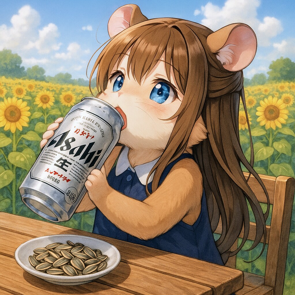 ひまわり畑のハムスター少女 | の人気AIイラスト・グラビア