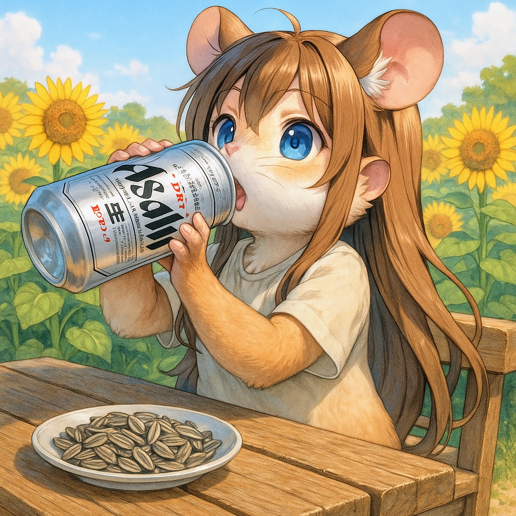 ひまわり畑のハムスター少女