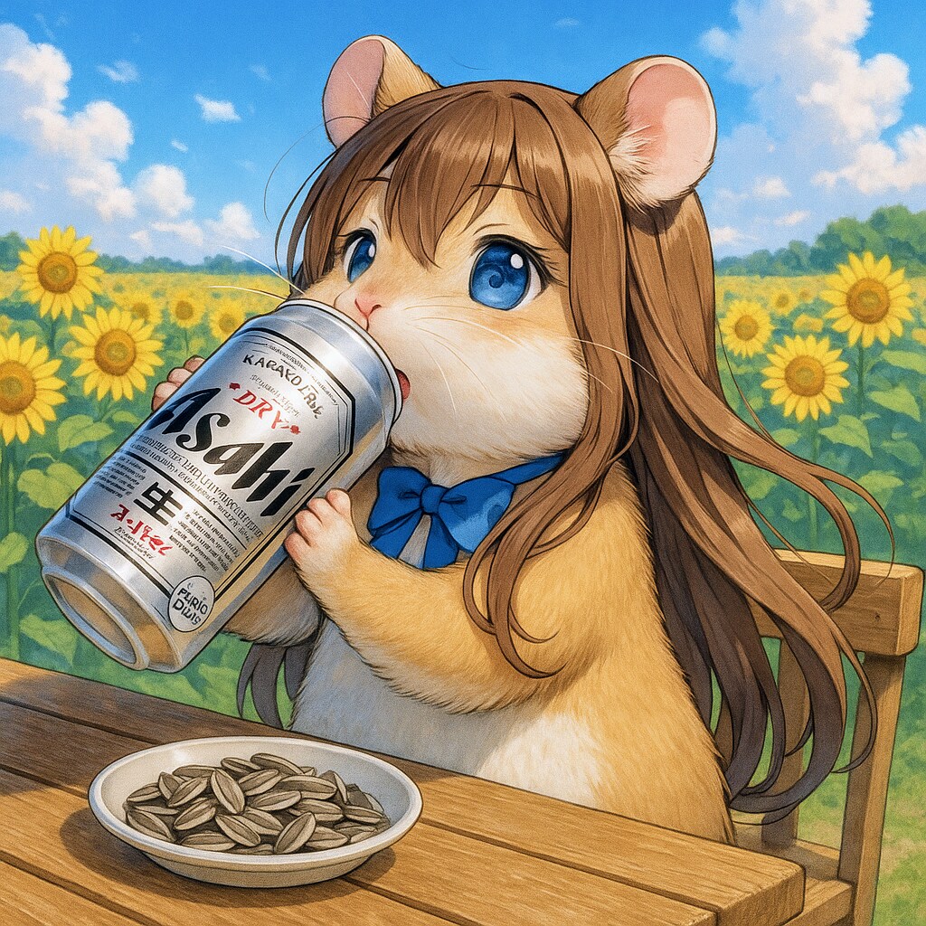 ひまわり畑のハムスター少女