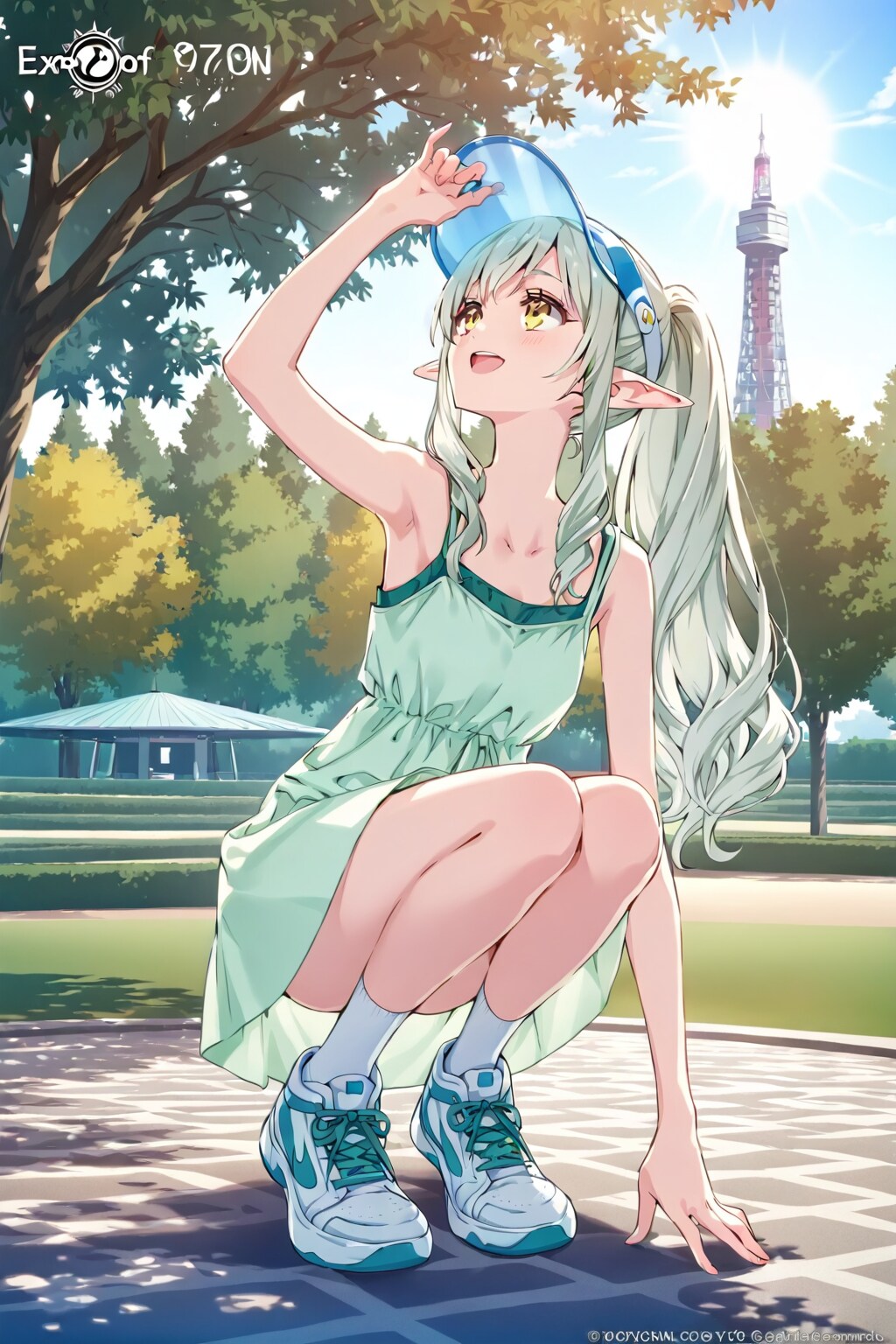 (失敗)公園で上を見上げてる銀髪エルフの女の子