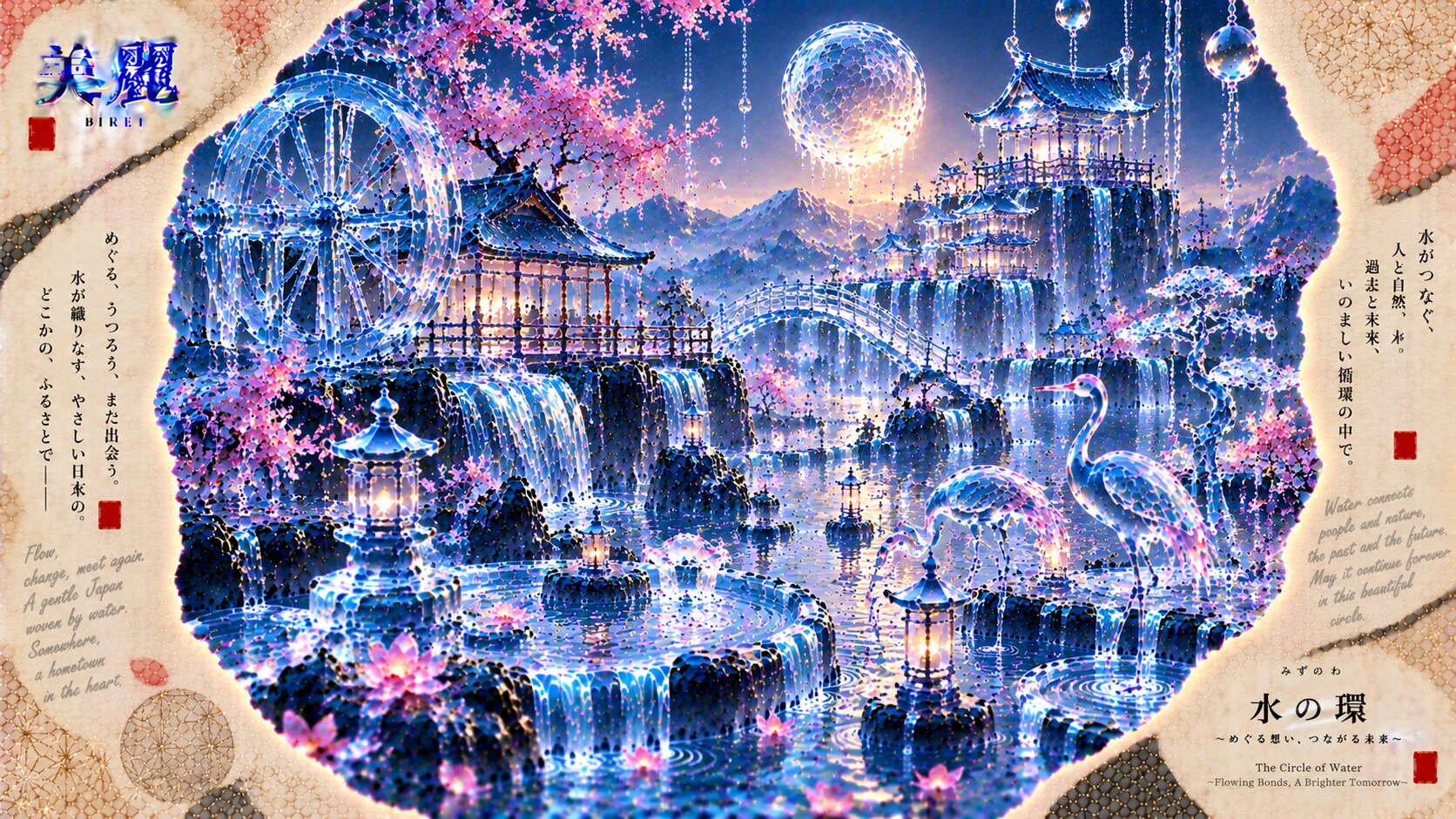 The Circle of Water: Flowing Bonds, A Brighter Tomorrow  A breathtaking fantasy waterscape crafted e | の人気AIイラスト・グラビア