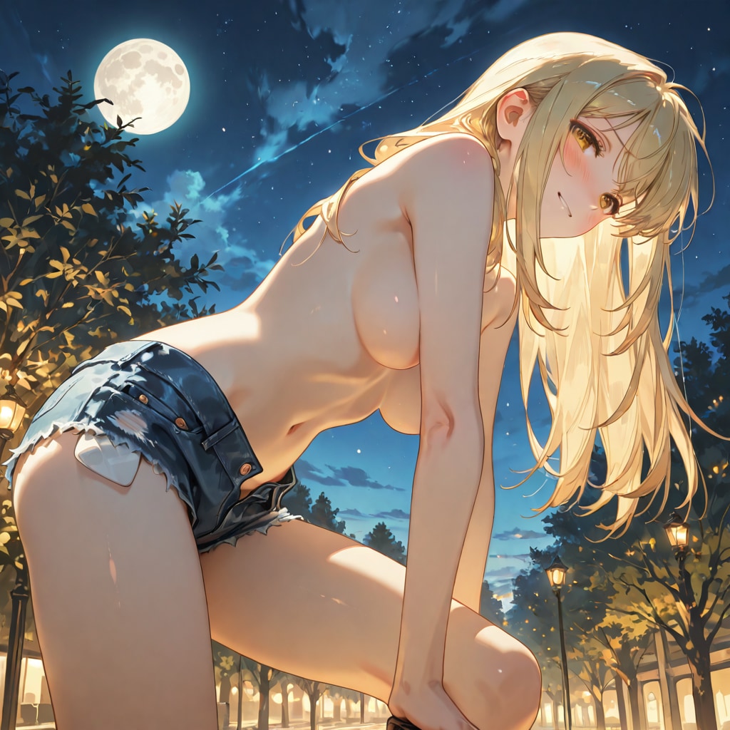 ホットパンツのみ。