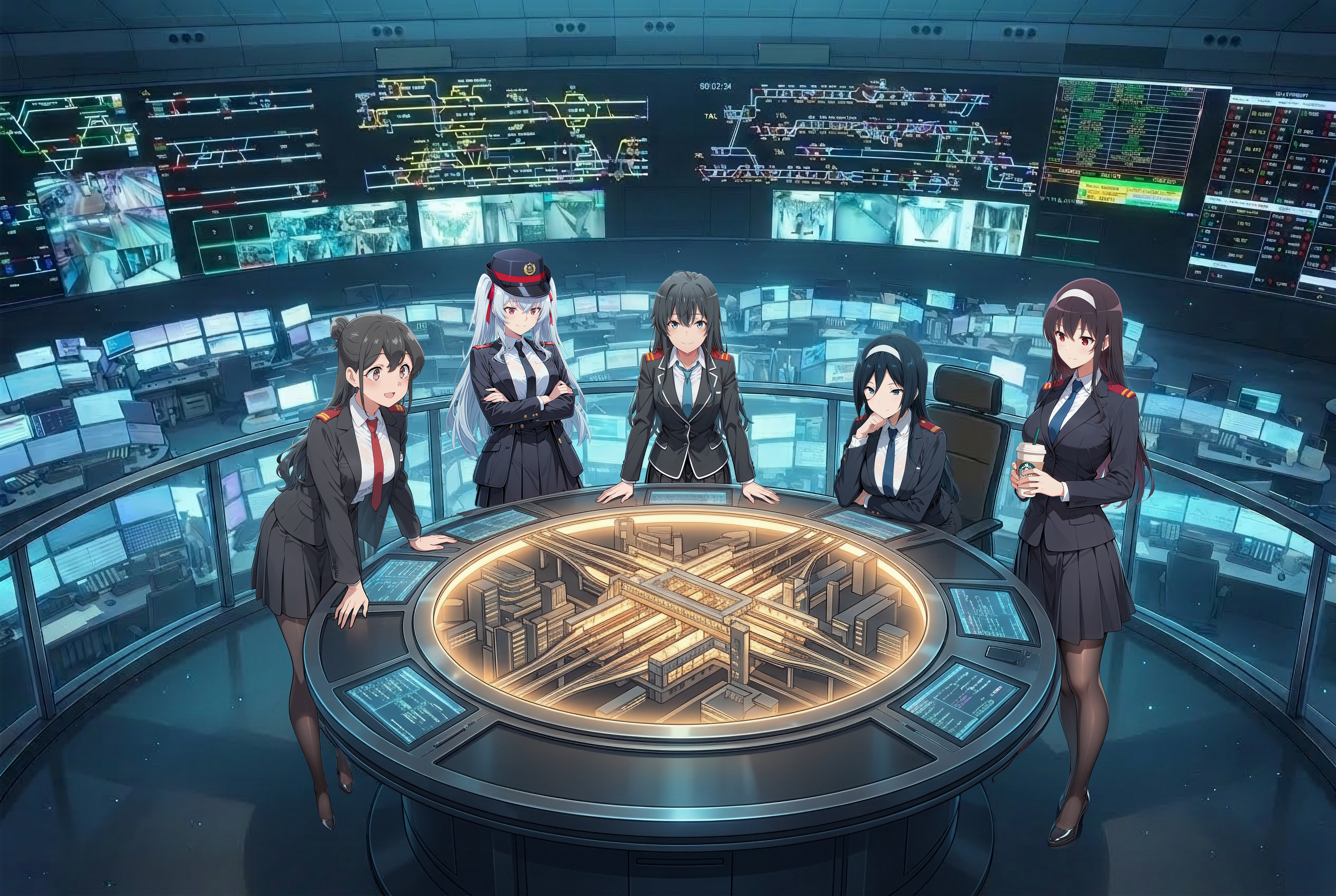 盤上の鉄路、集いし頭脳。指令所の戦略ミーティング - 5.4 | の人気AIイラスト・グラビア