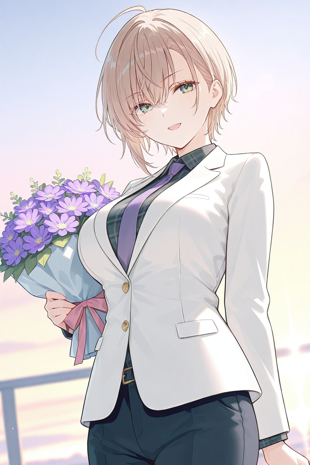 イケメン女子と花束