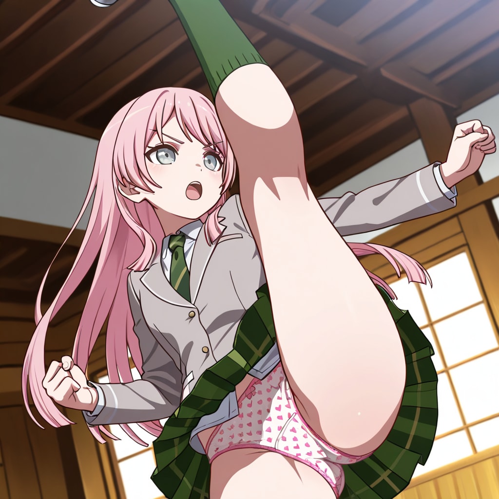 千早愛音がキックしてパンチラ