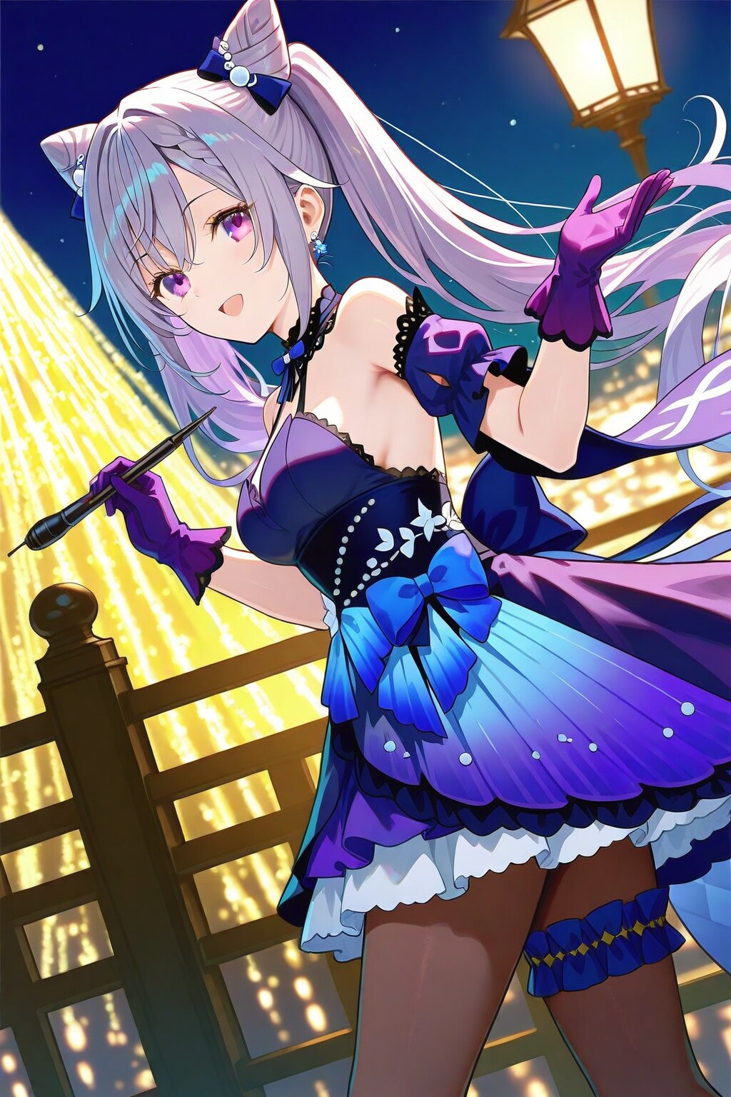 夜景とドレス