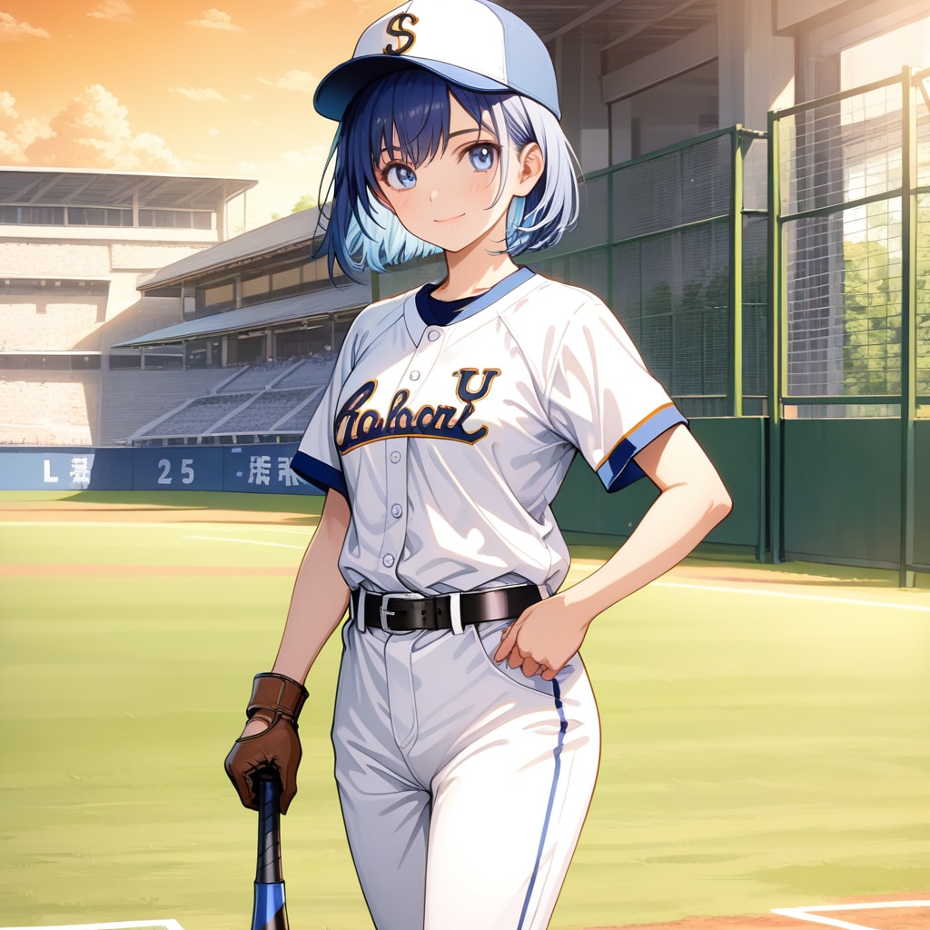 試合終了――野球場の夕焼け