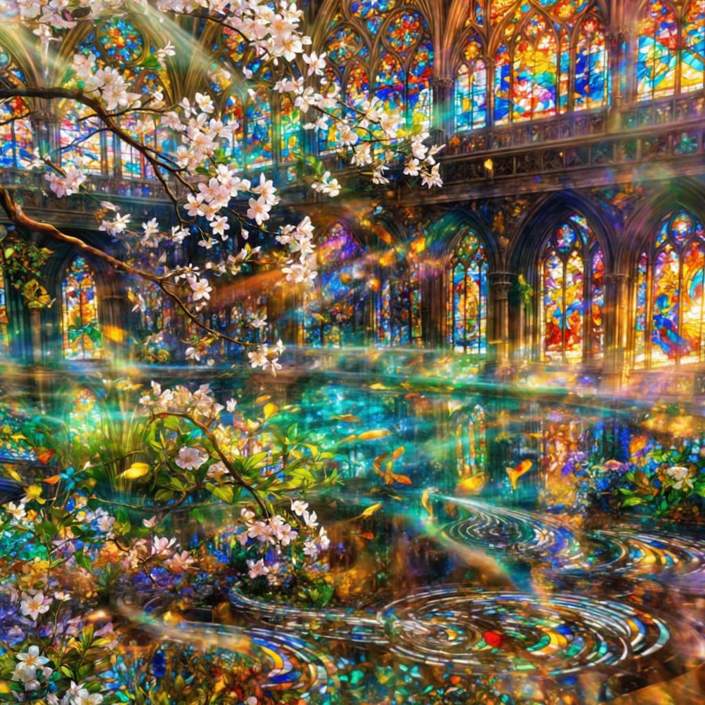 【あつめワールド】聖堂に咲く光の記憶 —ステンドグラスと花娘の世界