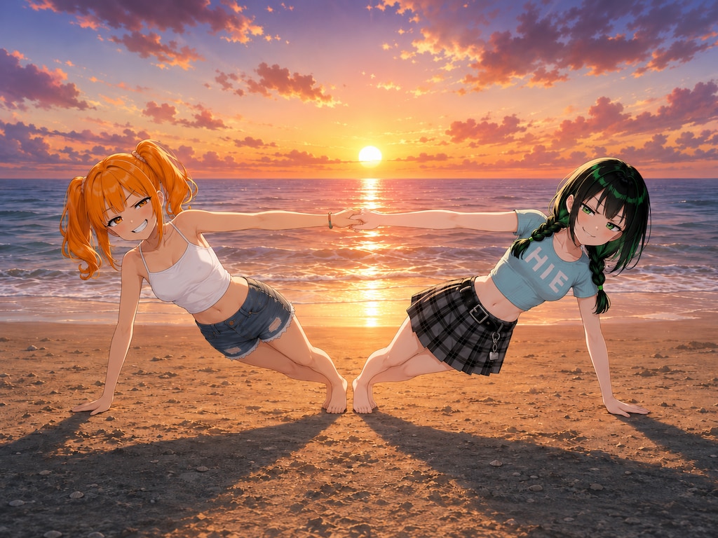 🍊2人で海💚