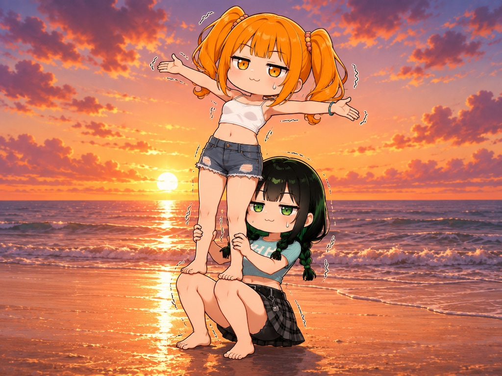 🍊2人で海💚