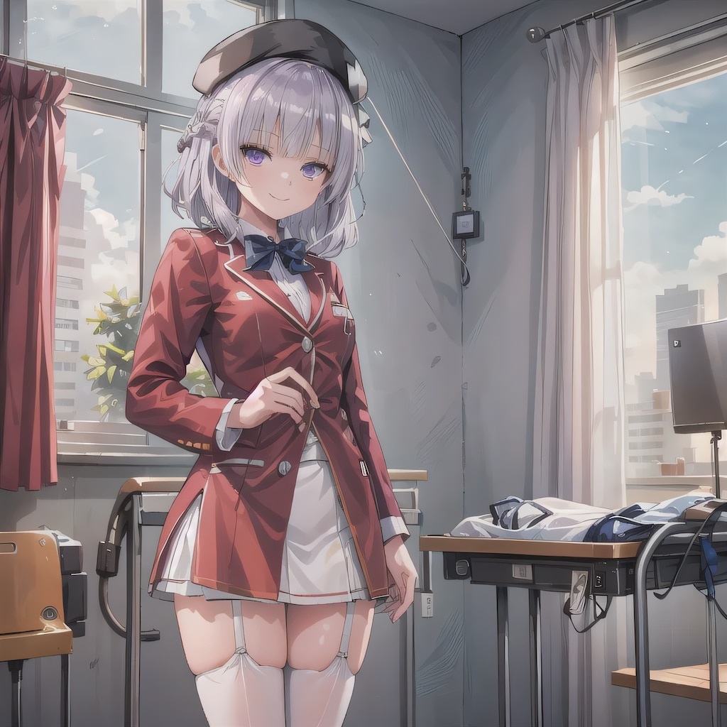 銀髪ボブでブレザーの少女５