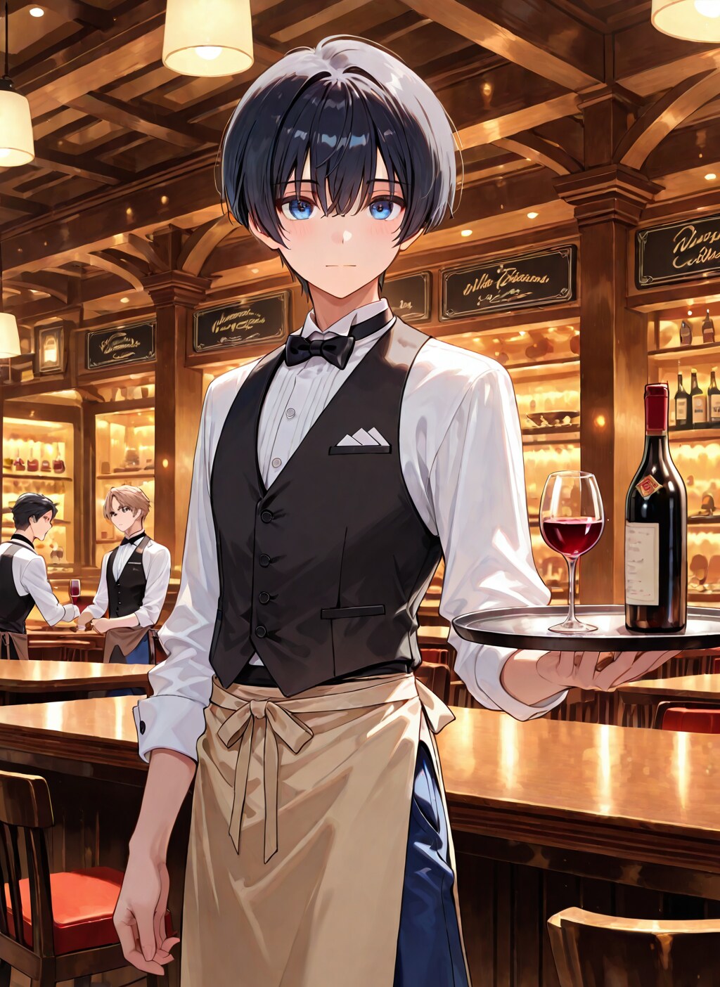カジュアルレストラン　ウェイター男子