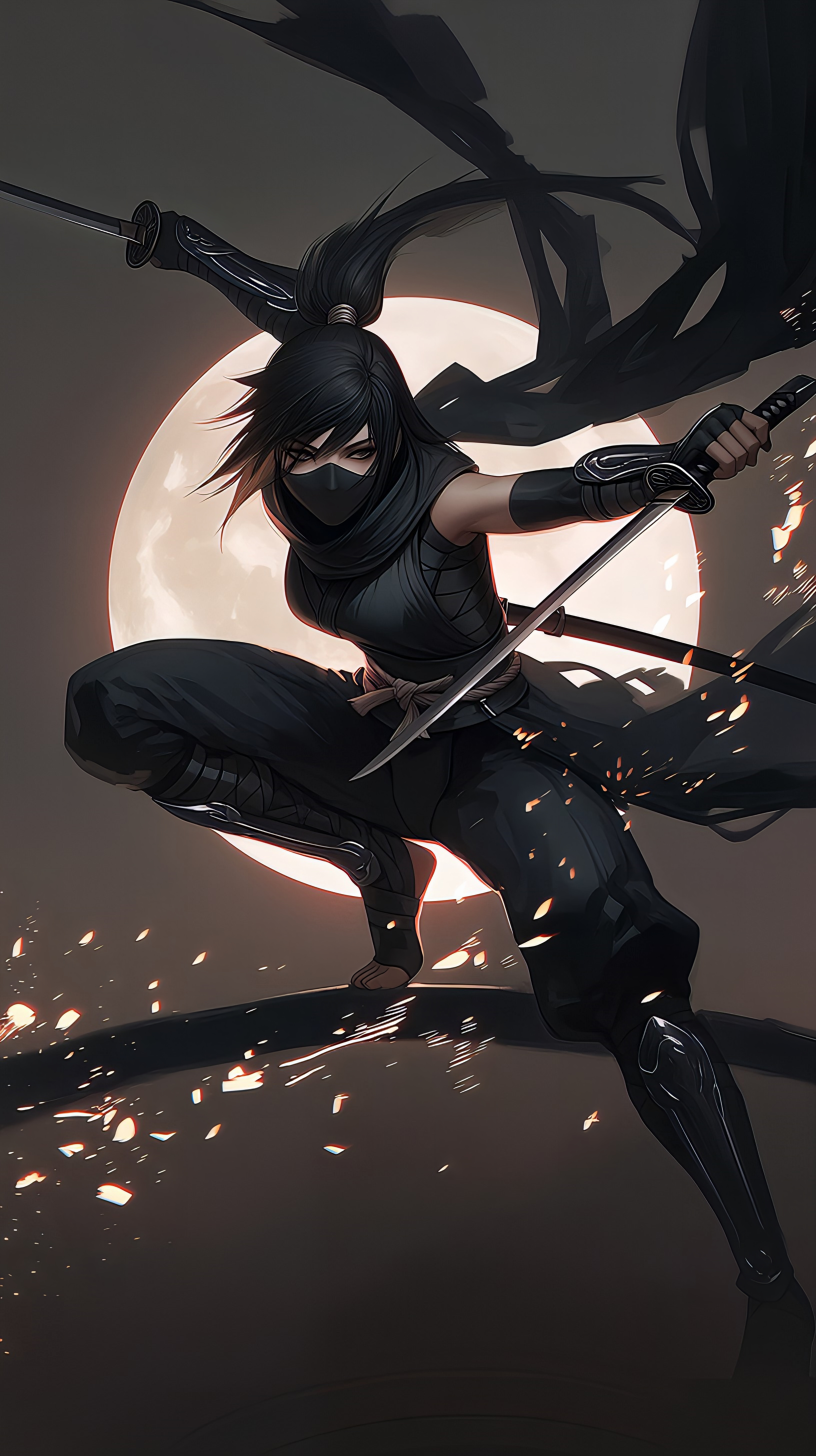 月下の影、忍びの剣閃 | の人気AIイラスト・グラビア