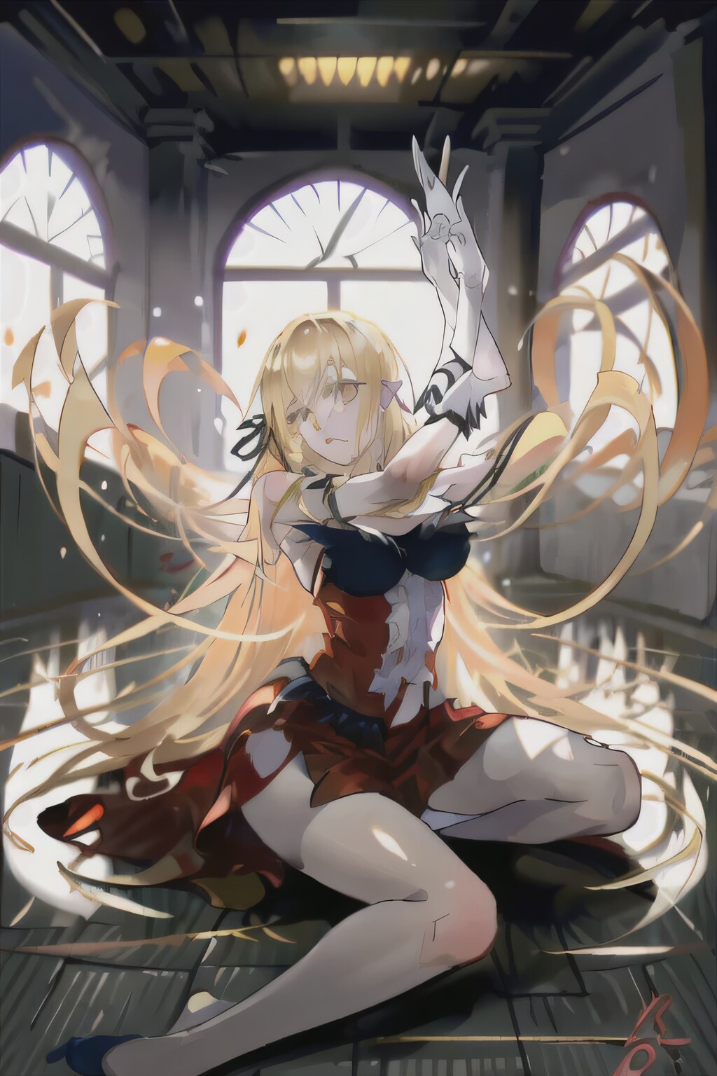 金髪ロングでドレスの美女 | の人気AIイラスト・グラビア