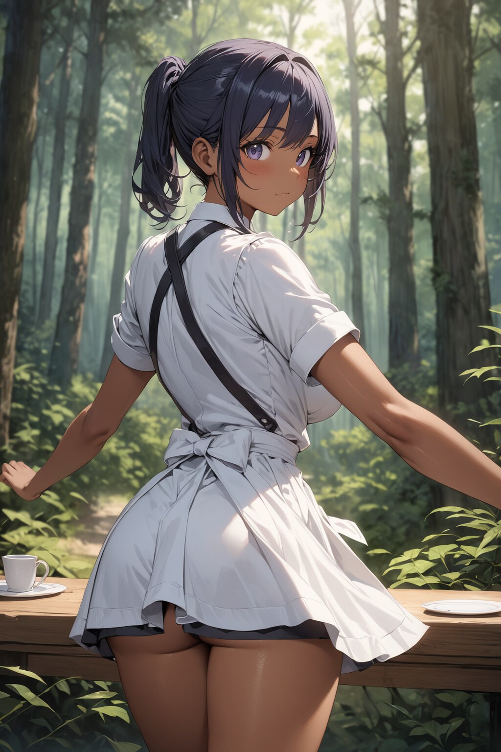 森林（もり）の日に出会った野生の褐色肌ウェイトレスさん