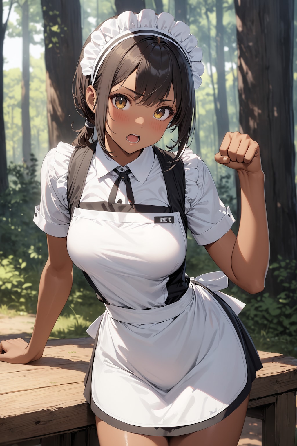 森林（もり）の日に出会った野生の褐色肌ウェイトレスさん