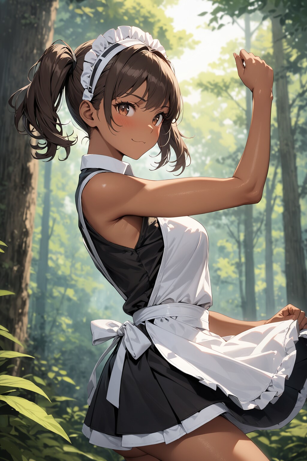 森林（もり）の日に出会った野生の褐色肌ウェイトレスさん