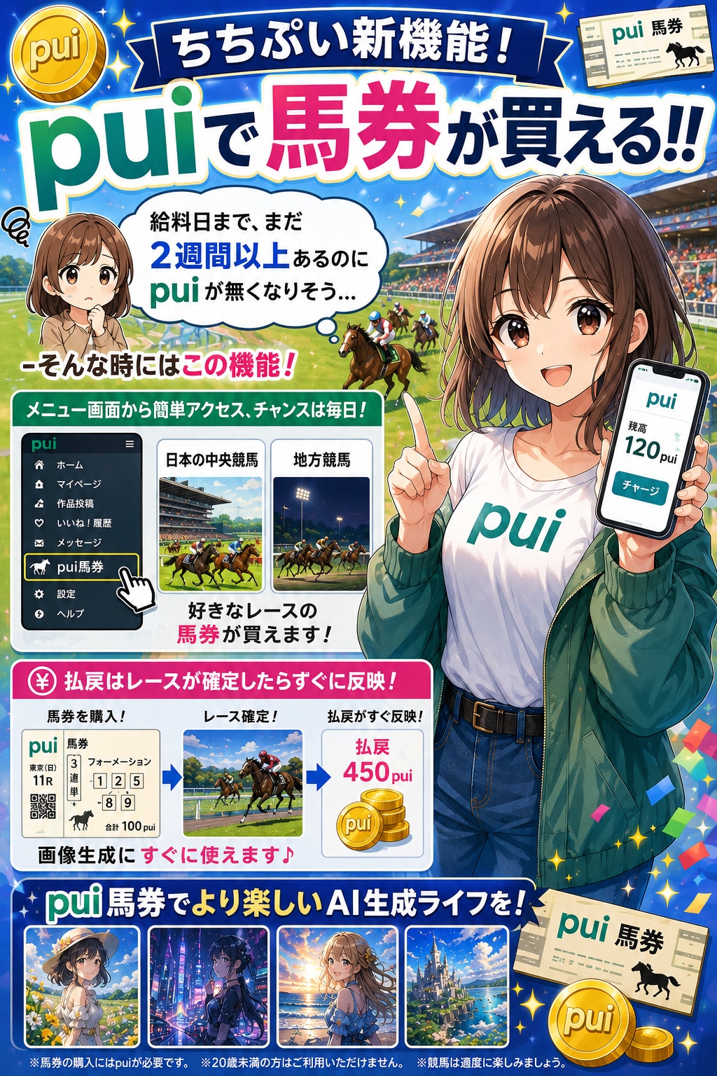 ちちぷい新機能！pui馬券！