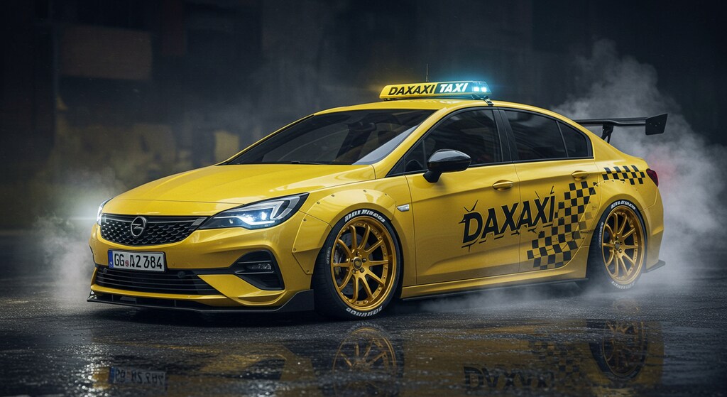 オペルイエロータクシーレーシングカー