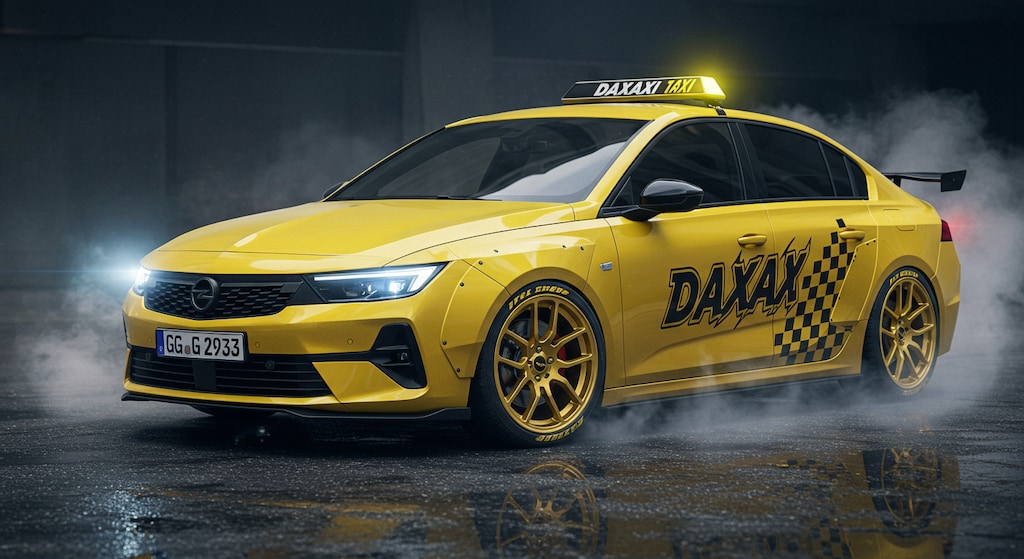 オペルイエロータクシーレーシングカー