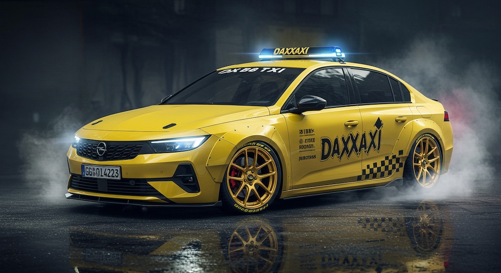オペルイエロータクシーレーシングカー