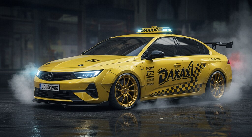 オペルイエロータクシーレーシングカー