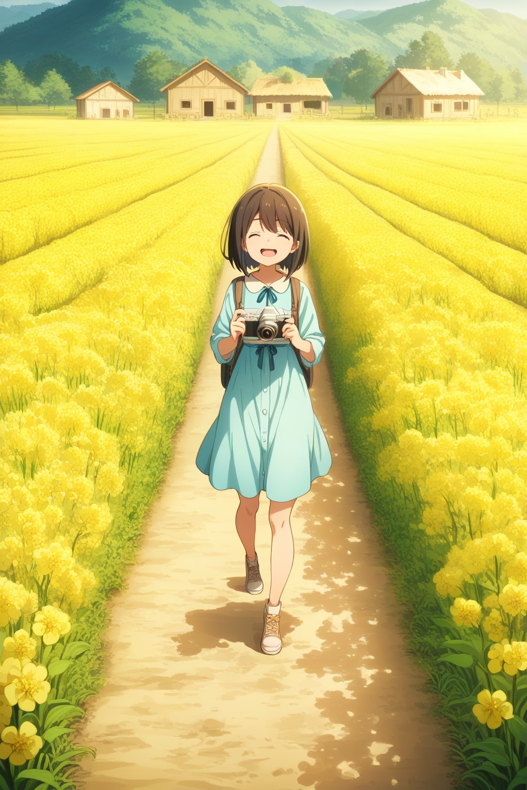 菜の花畑 | の人気AIイラスト・グラビア