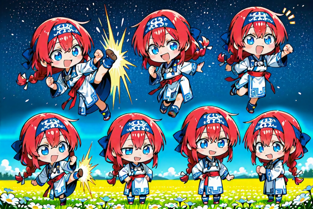 星空の花畑で大騒ぎ