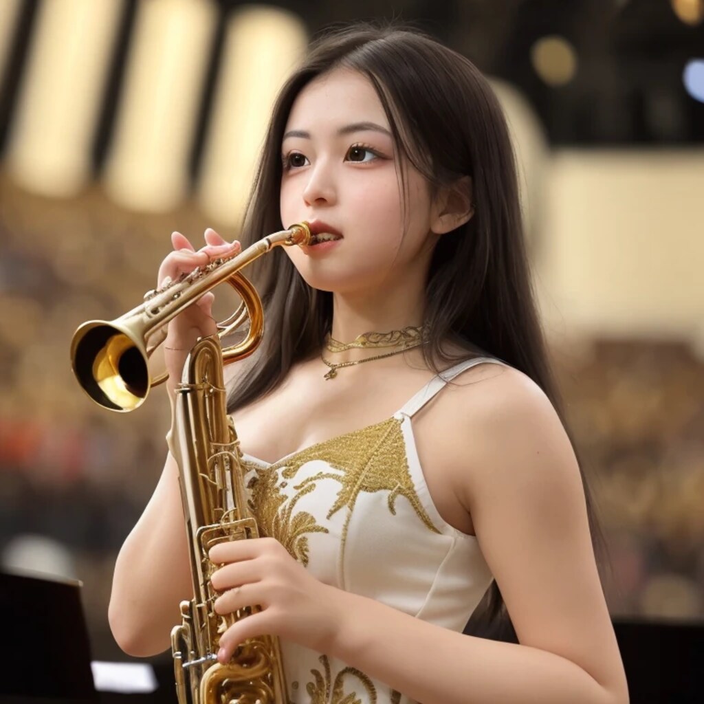 黒髪ロングでブラスバンドの美女８２