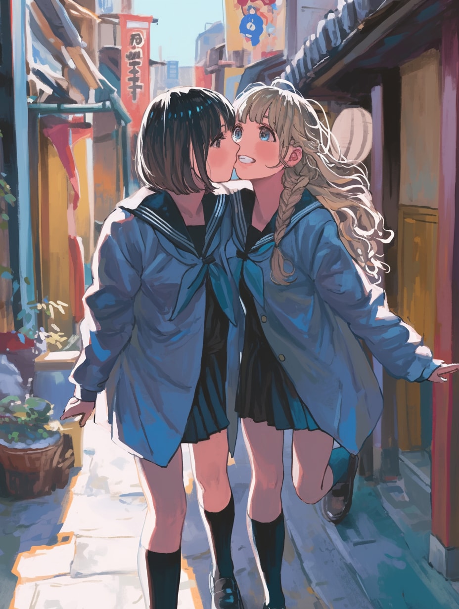 キスしたい二人のJK140 | の人気AIイラスト・グラビア