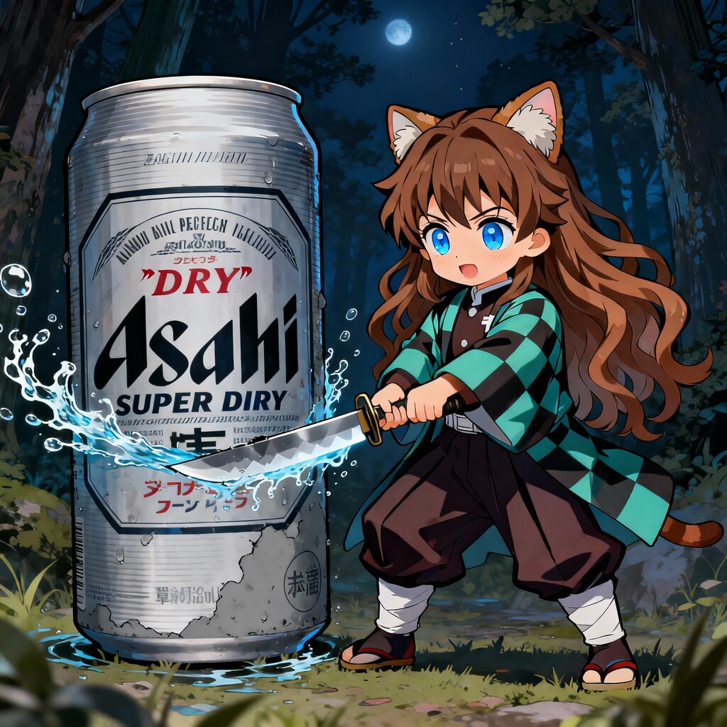 ビール缶を切った小さな女の子