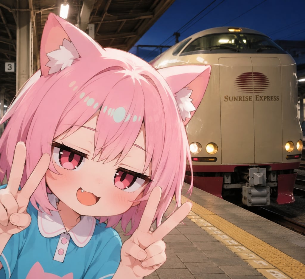 撮り鉄の邪魔をするねこちゃん♡