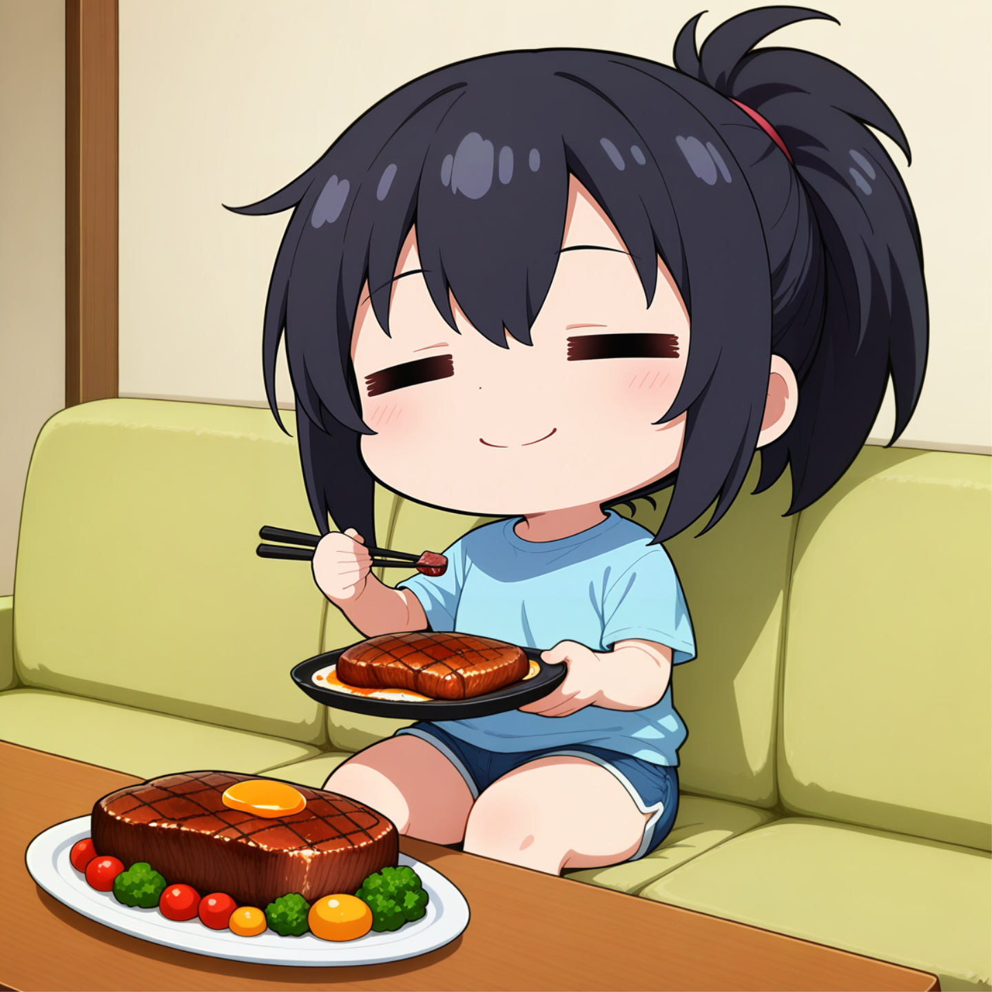 お腹いっぱいステーキ | の人気AIイラスト・グラビア