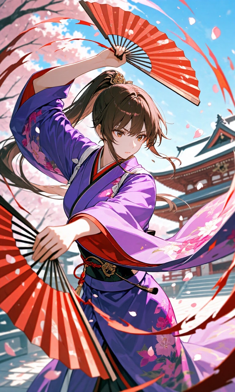 鉄扇女子　桜嵐 | の人気AIイラスト・グラビア