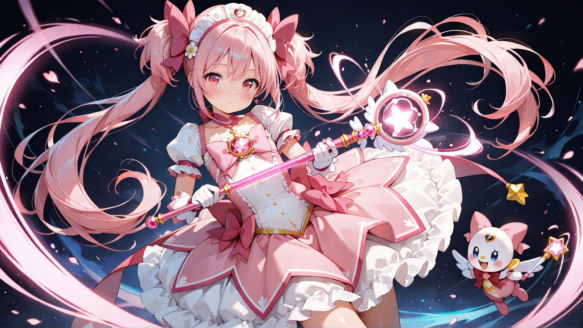 ピンク髪ツインテール 魔法少女 1 | の人気AIイラスト・グラビア