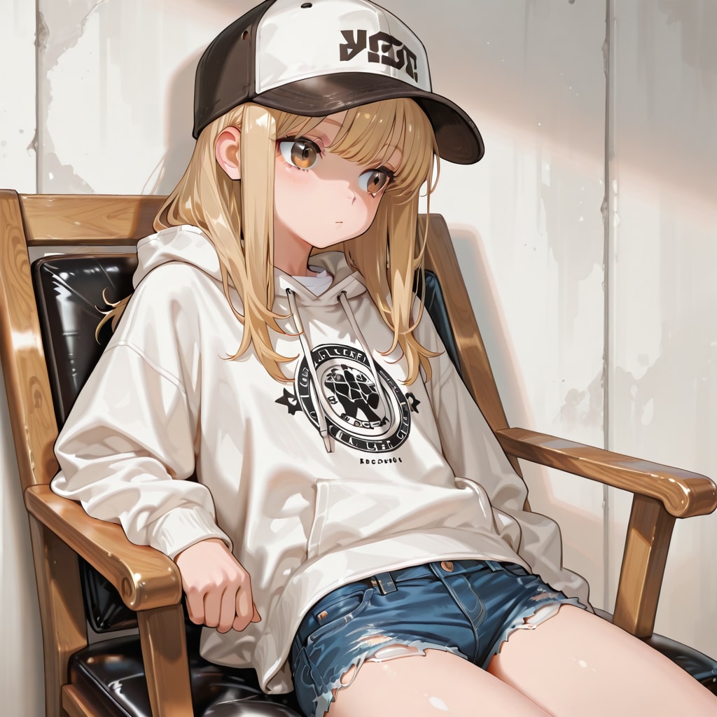 金髪パーカー短パン