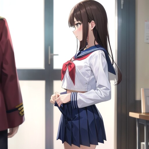 従兄に制服姿を見せる | の人気AIイラスト・グラビア