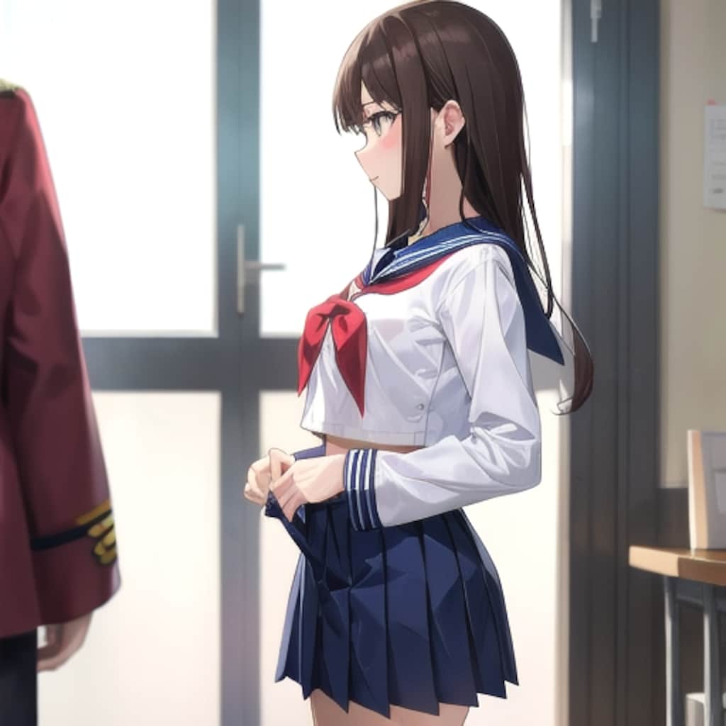 従兄に制服姿を見せる