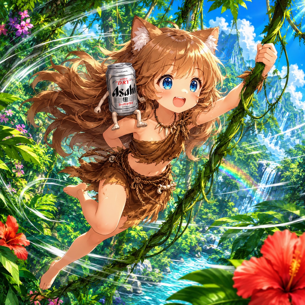 ジャングルの王者な小さな女の子