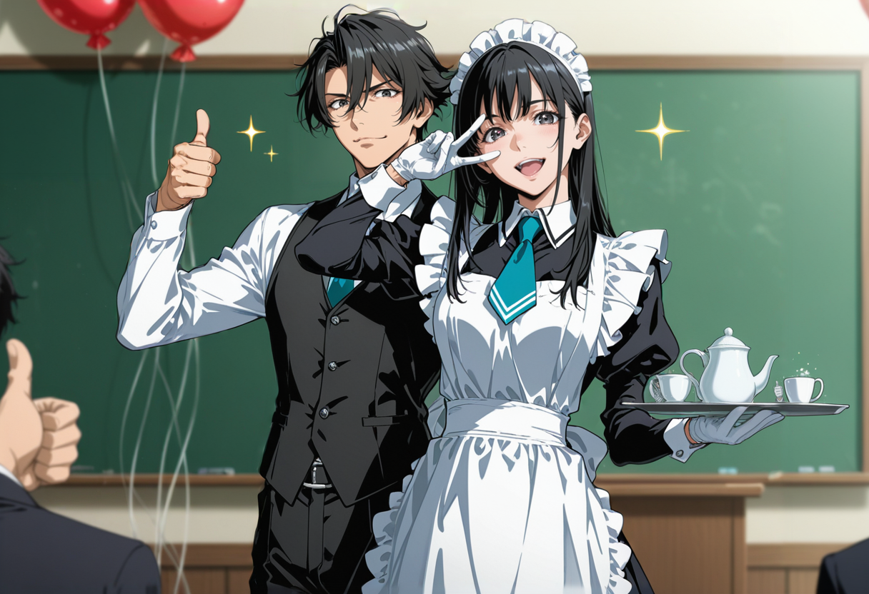 「文化祭グランプリは私たちB組がもらうわ！！」「おまえらこういう時、最高にノリノリだよな」「だがそれがいい」 | の人気AIイラスト・グラビア