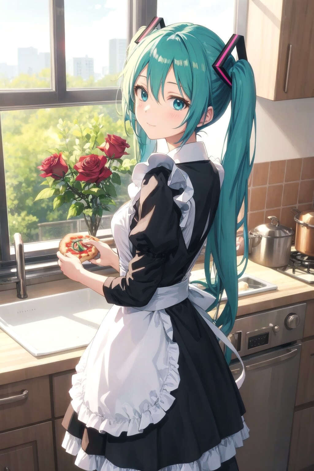 台所でピザ作り | の人気AIイラスト・グラビア