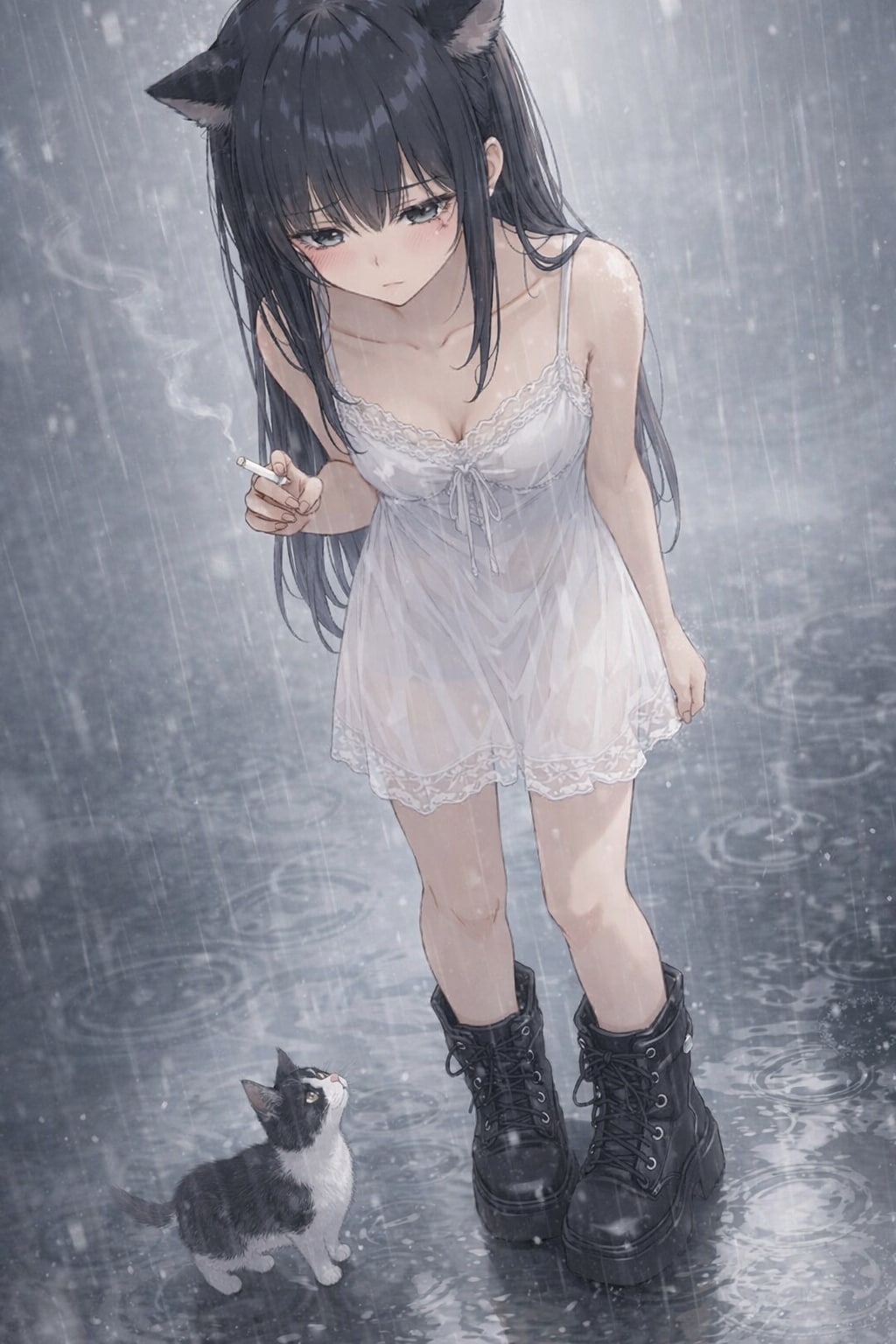 雨タバコ | の人気AIイラスト・グラビア