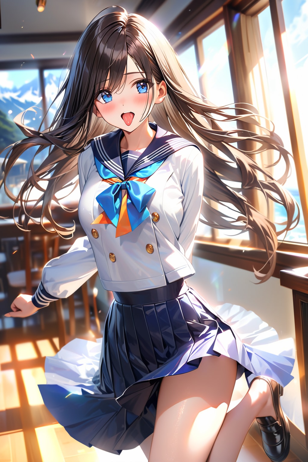 あっかんべー(sticking out her tongue)は、直訳のとおり舌を出すだけ