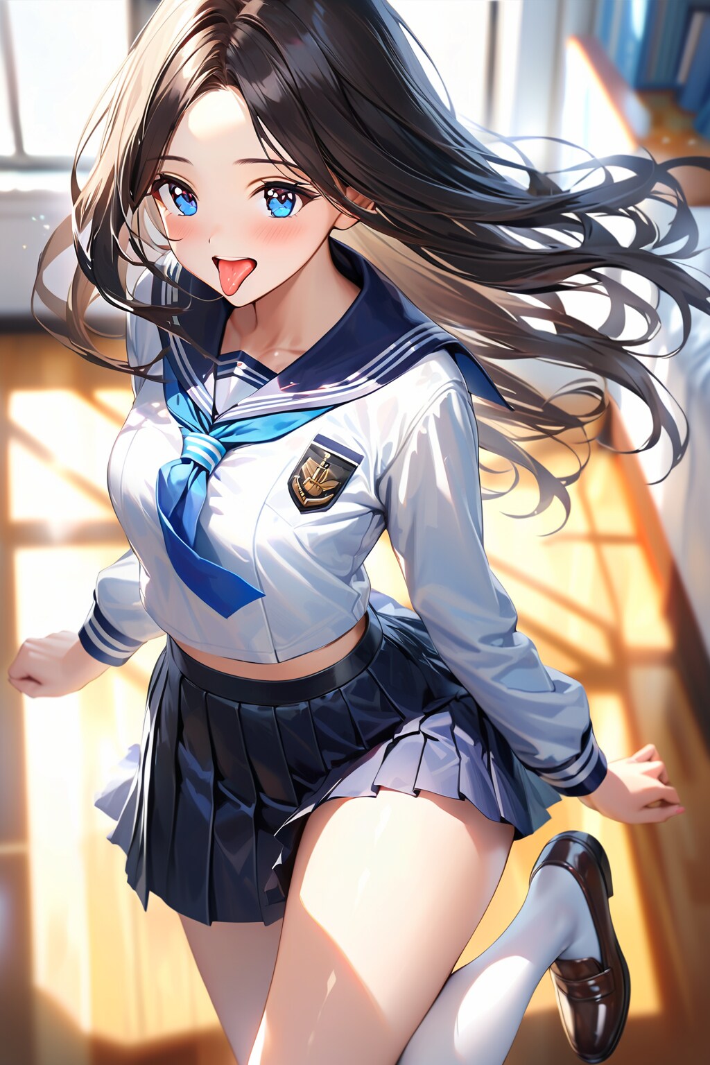 あっかんべー(sticking out her tongue)は、直訳のとおり舌を出すだけ