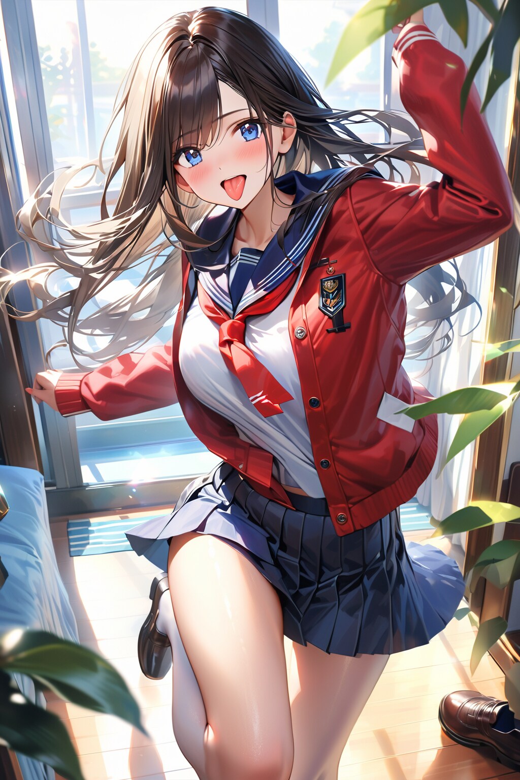 あっかんべー(sticking out her tongue)は、直訳のとおり舌を出すだけ