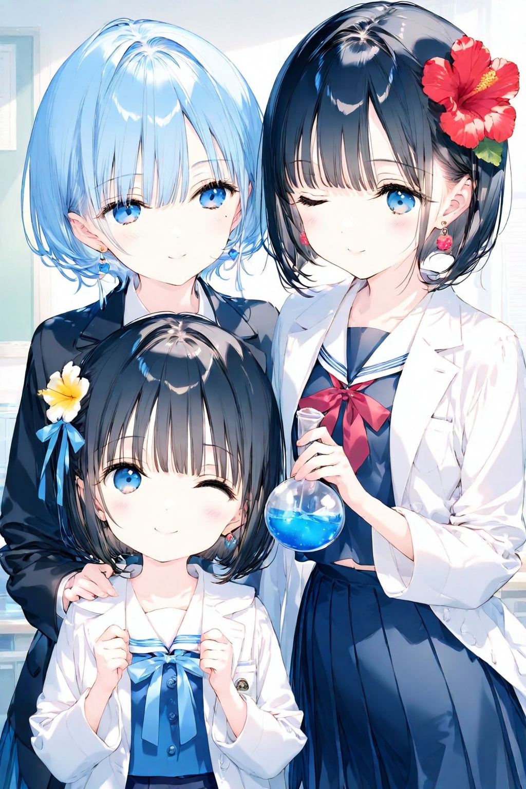 学校のサイエンス授業に年上の先輩と合同でお勉強する美希ちゃん❤️